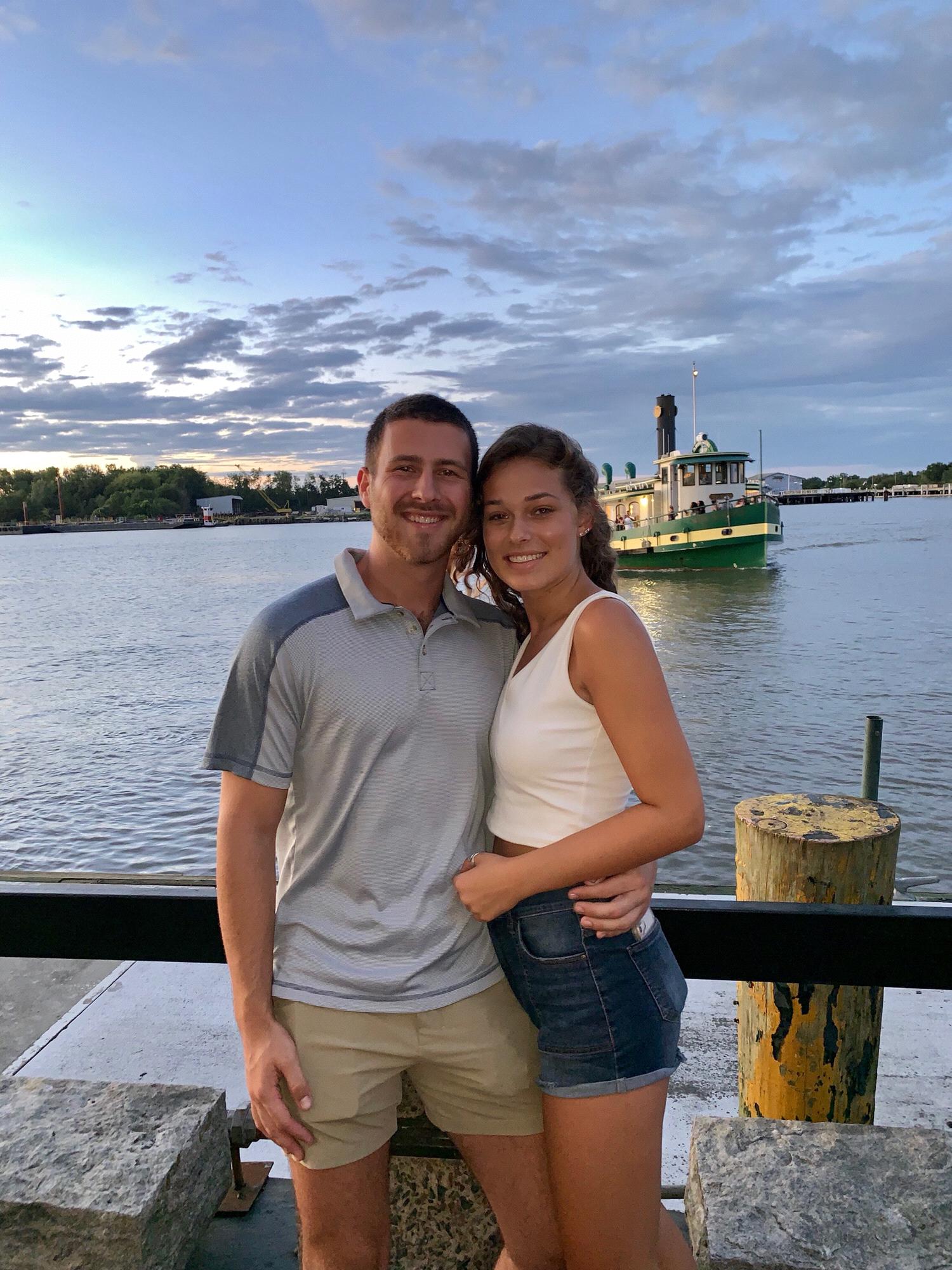 One of our first pictures together on River Street in Savannah.