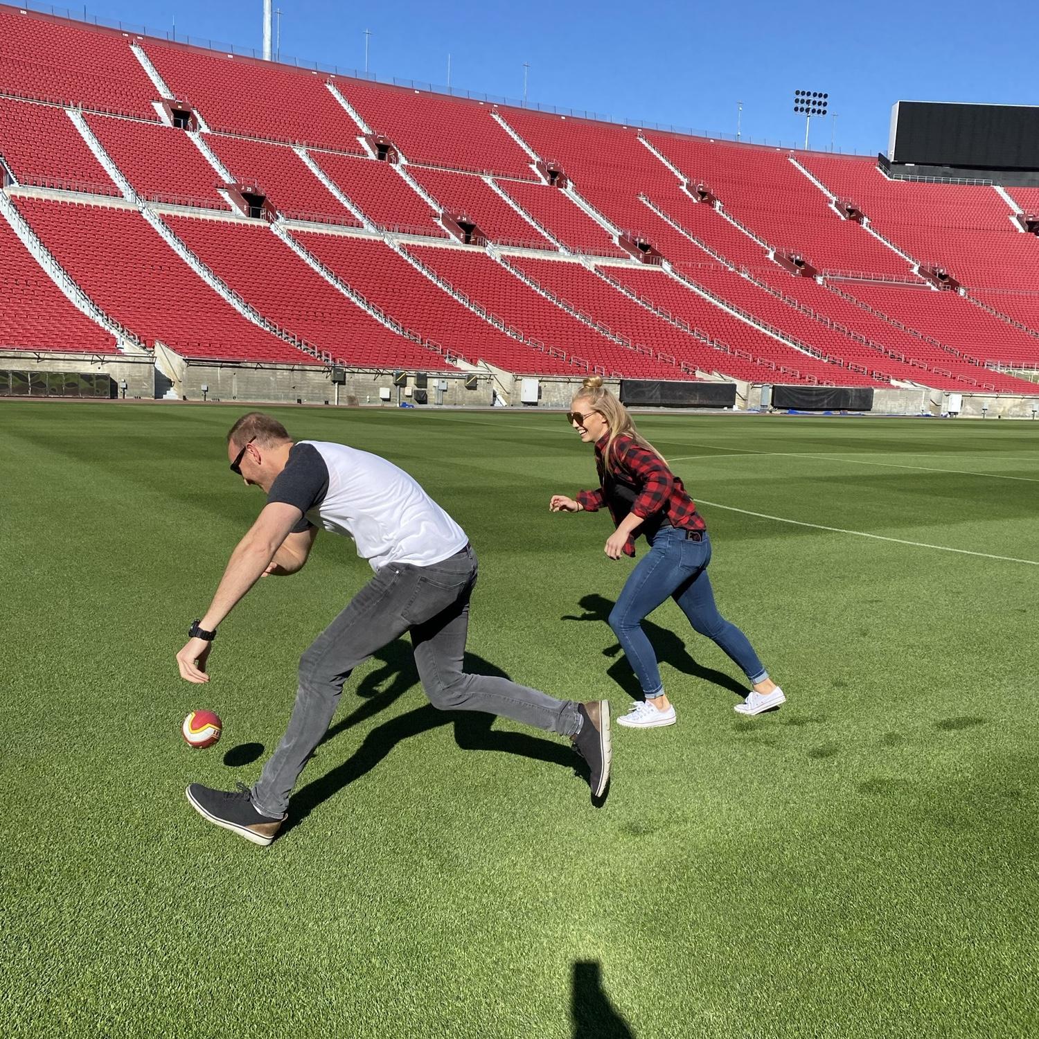 Playing football at the Colosseum… Go USC