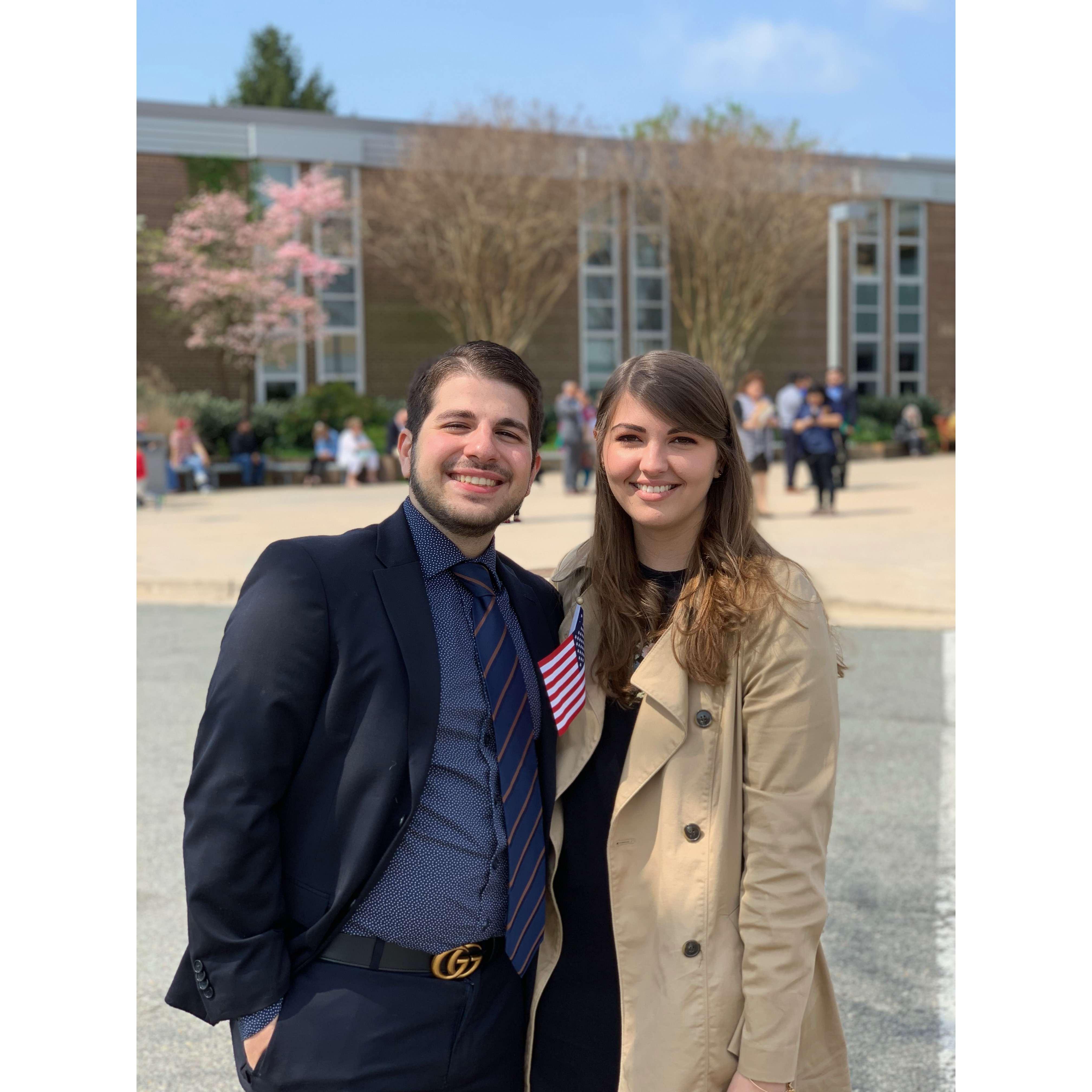 Taken moments after the Groom's naturalization as an American citizen