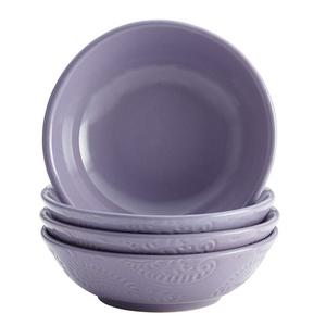 BonJour Dinnerware Paisley Vine 4-Piece Stoneware Fruit Bowl Set, Lavender