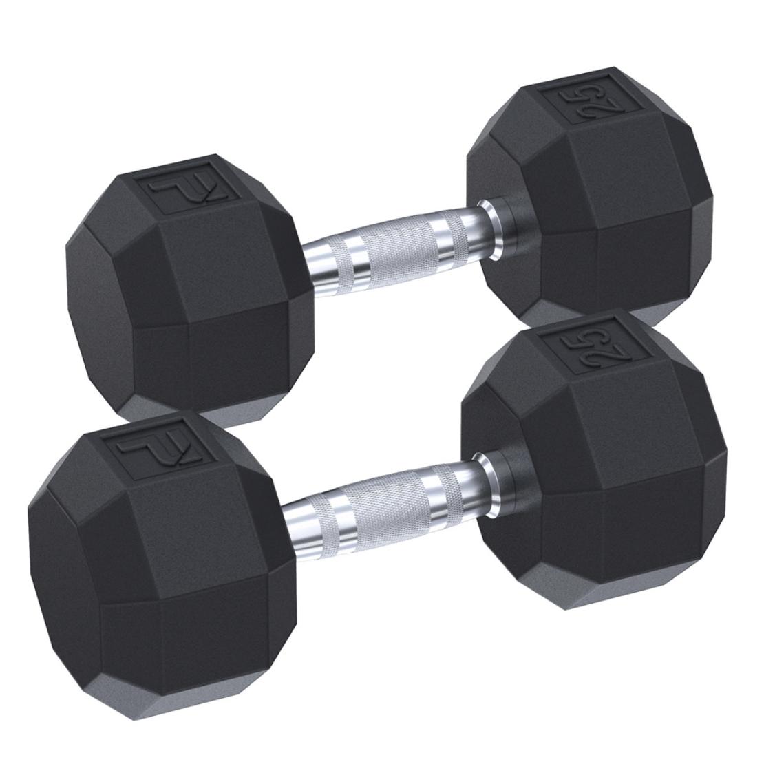 25lb Rubber Octagonal Dumbbells