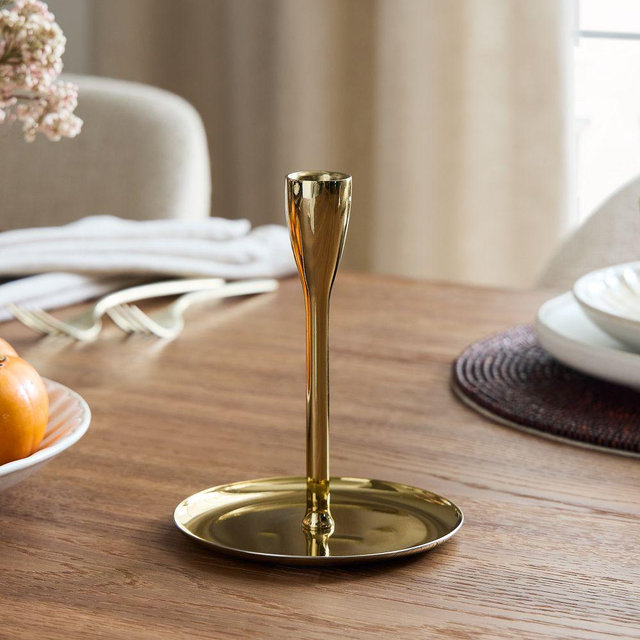 Kuba Metal Taper Holder, Brass, Medium