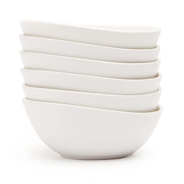 Life Products 5" Charcuterie Bowls | 10 Ounce | Curved White Ceramic | Perfect for Dipping Sauce, Ketchup, BBQ Sauce, Ice Cream, Gravy Boat and Seasoning | Microwaveable | Set of 6 (5")