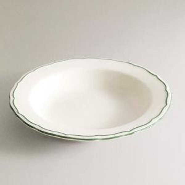 EARTHENWARE SOUP PLATE WITH CONTRASTING RIM
