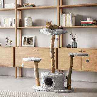 Leone Modern Wooden Cat Tree with Condo