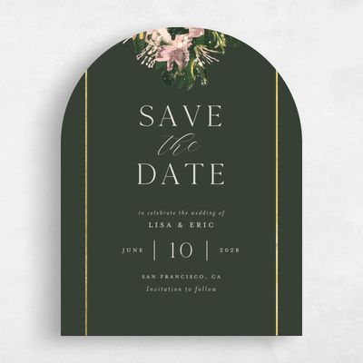 Green Arch Wedding Save the Date - Bloomsbury Portrait Foil