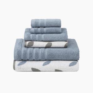 Modern Threads 6 Piece Set, 2 Bath Towels, 2 Hand Towels, 2 Washcloths Yarn Dyed Jacquard/Solid Towel Sets Organic Vines