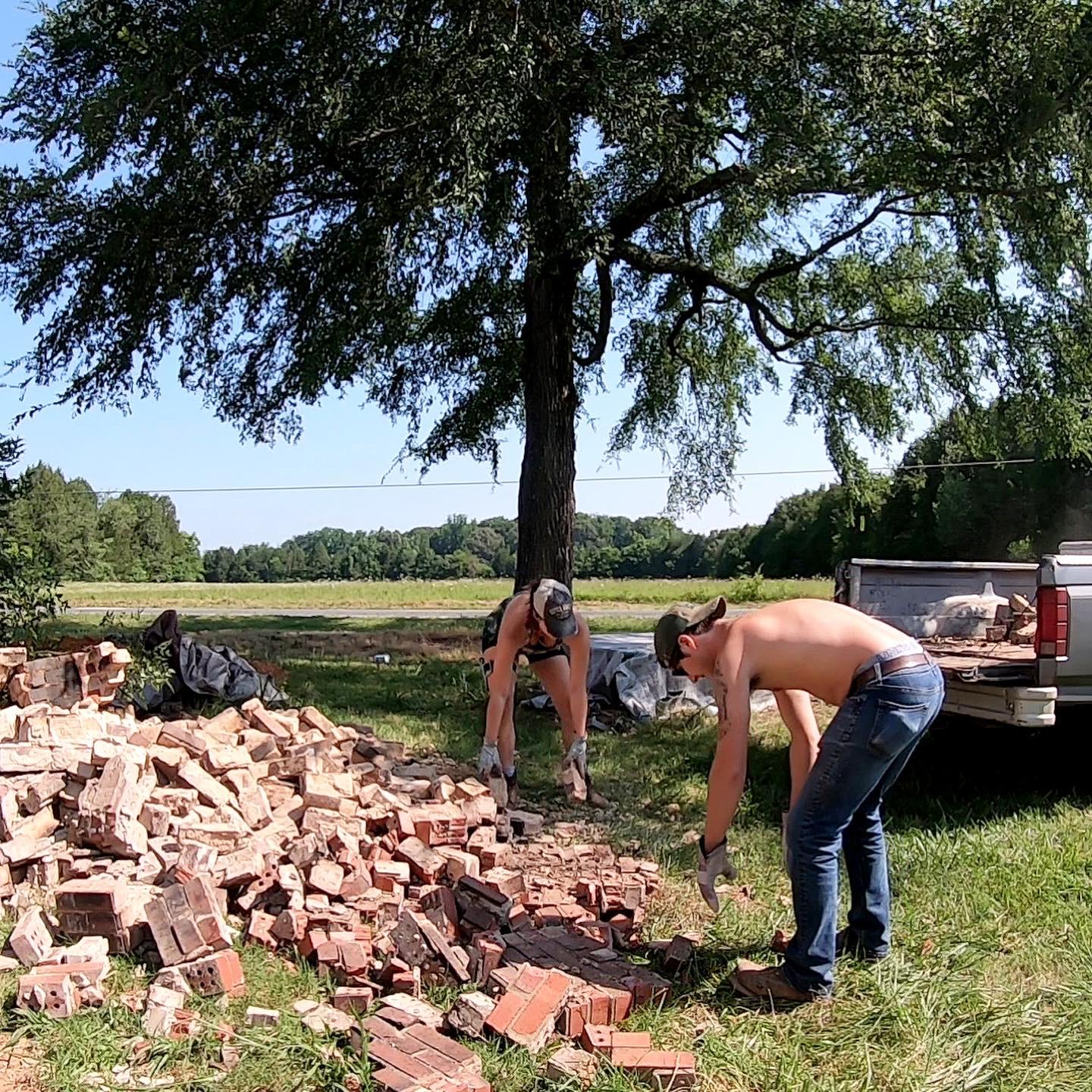 Back breaking work removing two chimneys from our home in NC