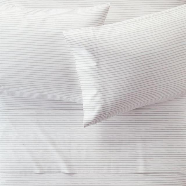 Organic Pattern Play Grey Stripe Queen Sheet Set
