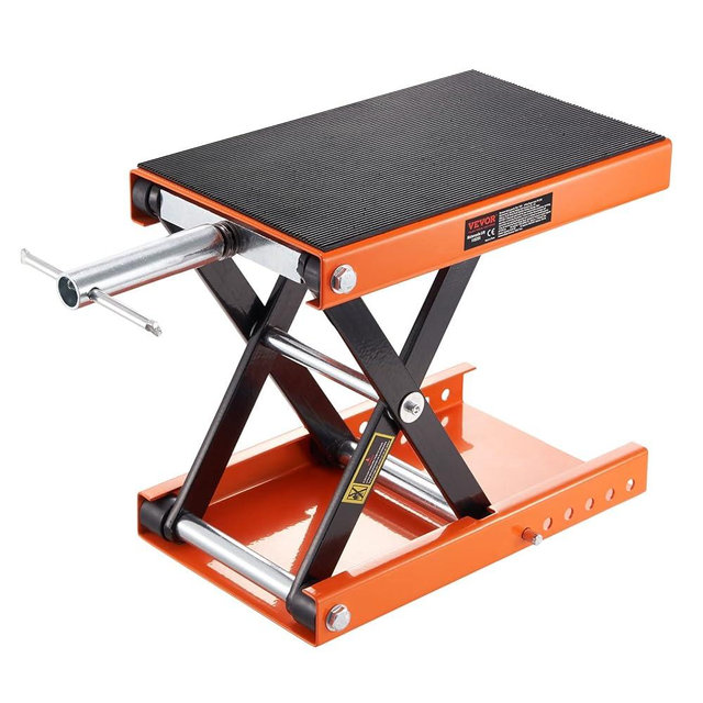 VEVOR Motorcycle Lift, 1100 LBS Motorcycle Scissor Lift Jack with Wide Deck & Safety Pin, 3.7"-13.8" Center Hoist Crank Stand, Steel Scissor Jack for Street Bikes, Cruiser Bikes, Touring Motorcycles