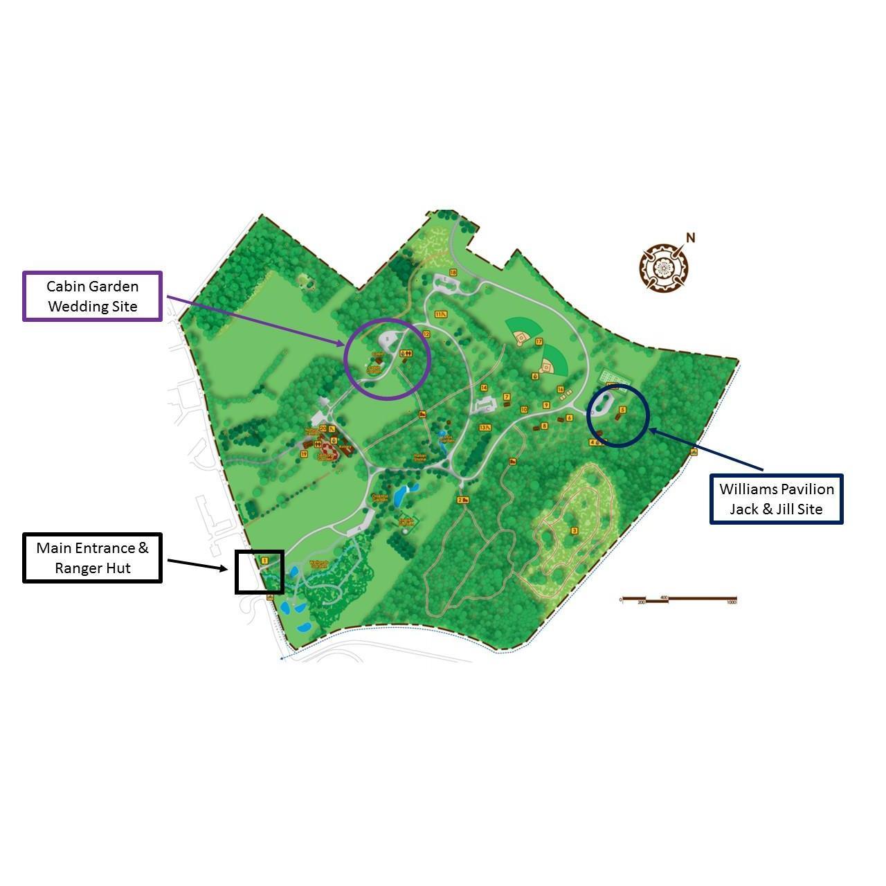 MAP FOR WEDDING AND JACK & JILL LOCATIONS