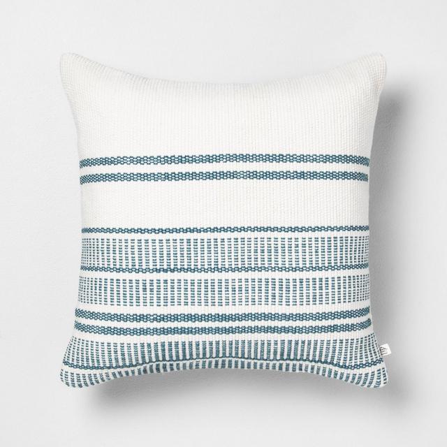 18x18 Stripe Square Pillow Blue - Hearth & Hand™ with Magnolia