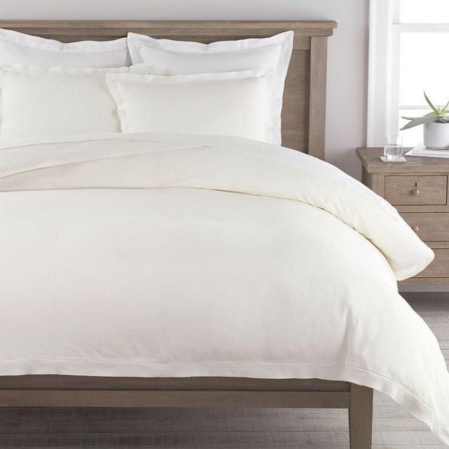 Belgian Flax Linen Double Flange Duvet Cover, Full/Queen, Classic Ivory