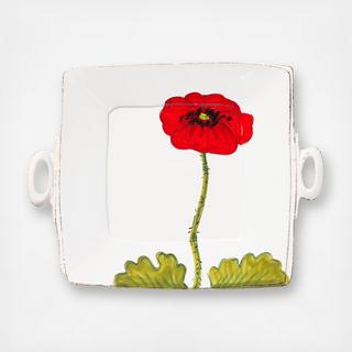 Lastra Poppy Handled Square Platter