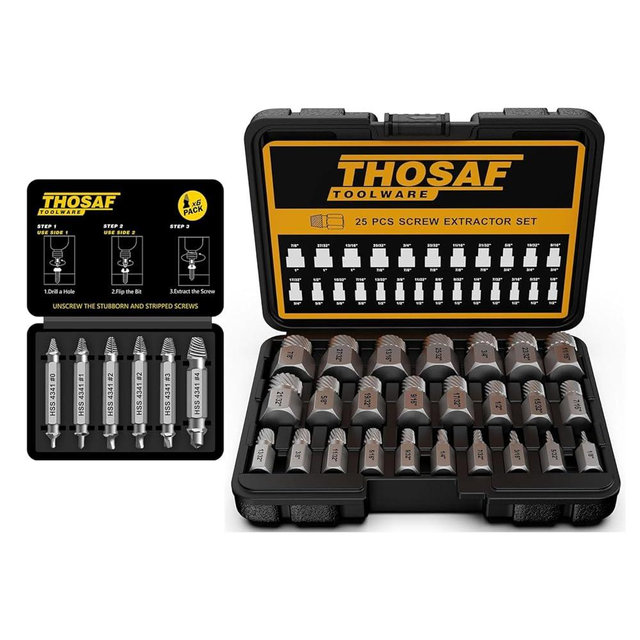 Gifts for Men,Damaged Screw Extractor Set-Mens Gifts,Husband,Stripped Screws Nuts & Bolts Drill Bit Tools for Easy Removal of Rusty Broken Hardware Gifts, 25 Piece Easy Out Bolt Extractor Set,