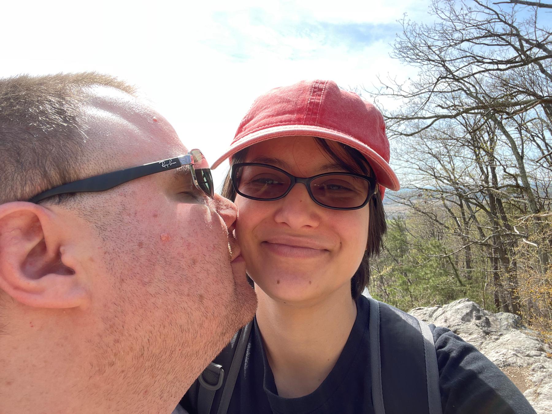 We took a hike on a mountain. This is us at the top!