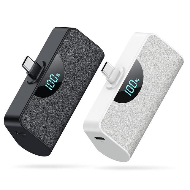 [2 Pack]Mini Portable Charger USB-C Power Bank 5200mAh,LCD Display PD Fast Charging Battery Pack Backup Charger Compatible with iPhone 16/16 Plus/16 Pro/16 Pro Max/15 Series,Samsung,Android Phones etc