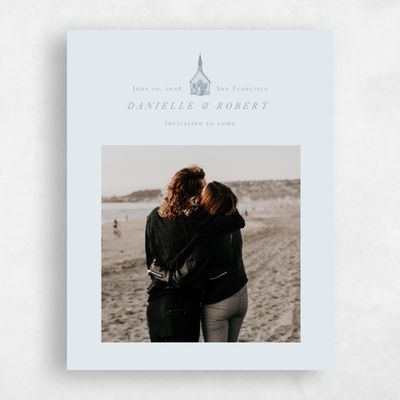 Blue Wedding Save the Date - Rustic Church Photo