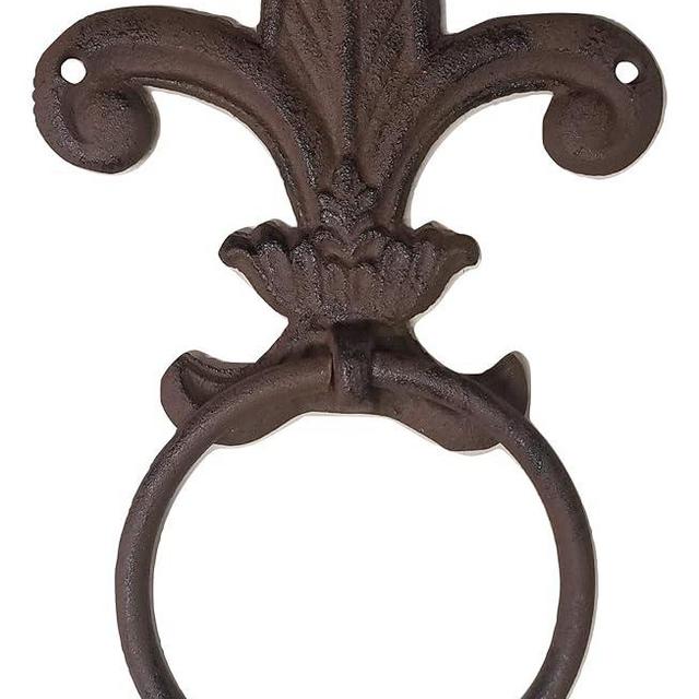 4" Cast Iron Fleur De Lis Hand Towel Ring