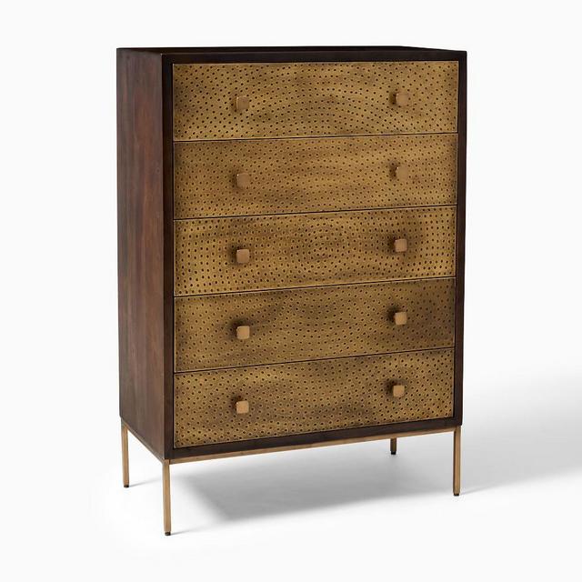 Decker 5 Drawer Dresser, Brass