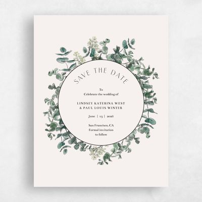 Cream, White Wedding Save the Date - Terian Frame