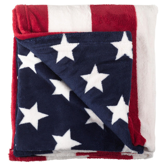 50"x60" American Flag Stars Striped Fleece Throw Blanket - Saro Lifestyle: Cozy Patriotic Vintage Style