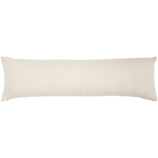 12"x40" Oversized Life Styles Woven Cotton Grid Indoor Lumbar Throw Pillow Beige - Mina Victory: Handmade, Textured, Farmhouse Decor, Zippered