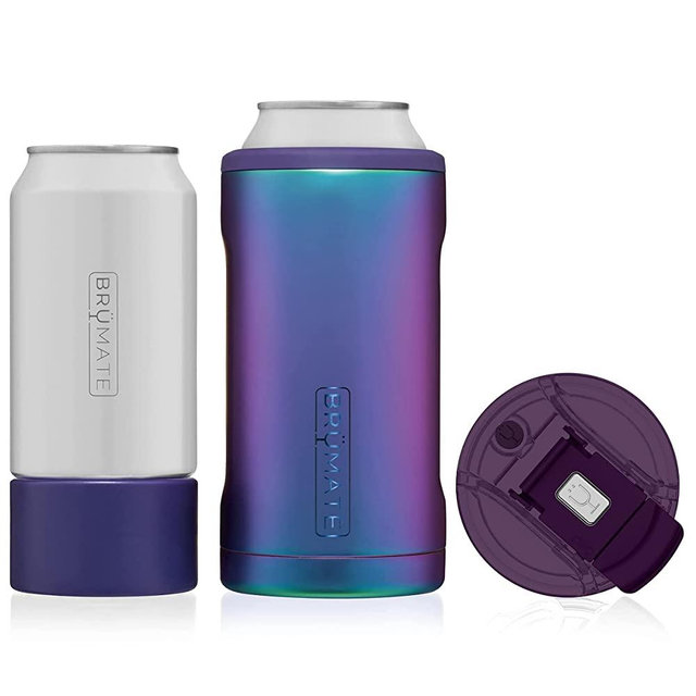 BrüMate HOPSULATOR TRíO 3-in-1 Stainless Steel Insulated Can Cooler, Works With 12 Oz, 16 Oz Cans And As A Pint Glass (Dark Aura)
