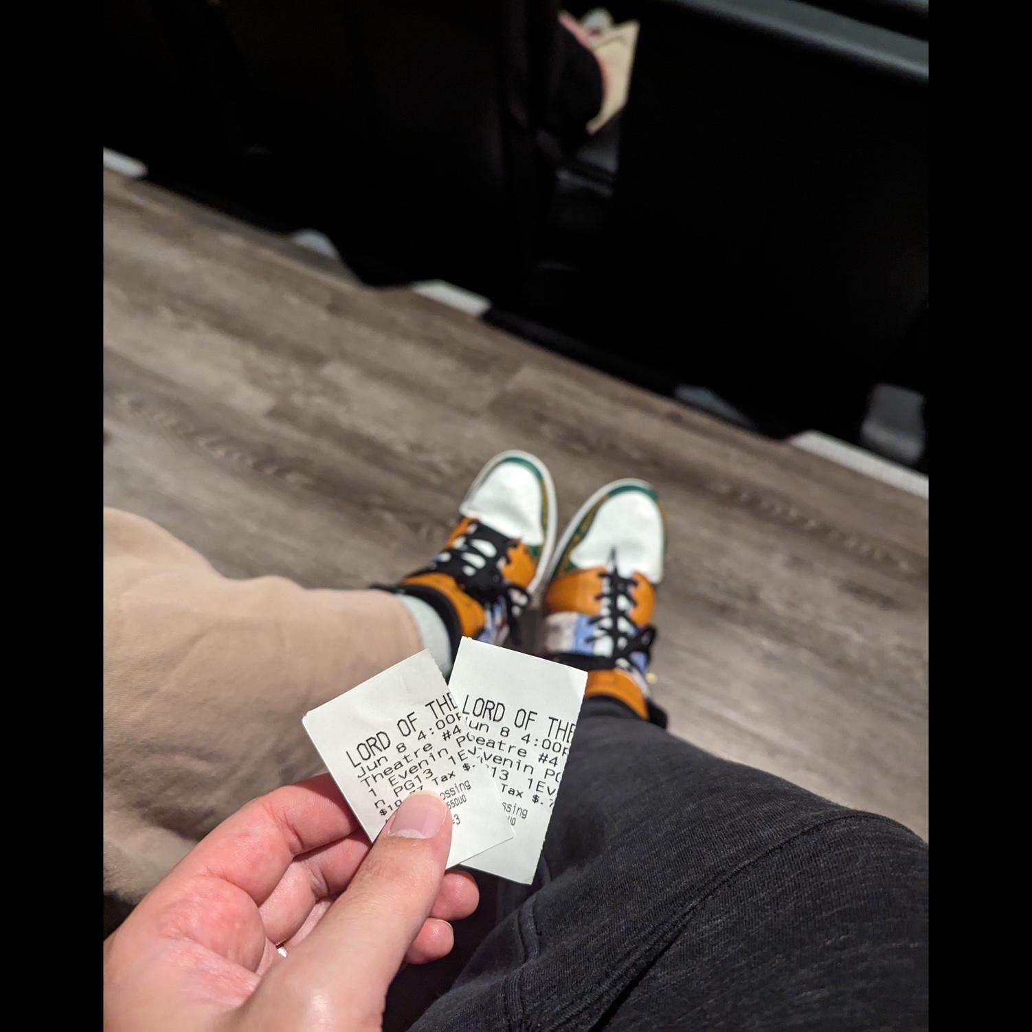 The remastered Lord of the Rings (LotR) trilogy re-released in theaters in June 2024. Dalton and Krista went to the theater 3 nights in a row and wore their custom LotR shoes 🤓