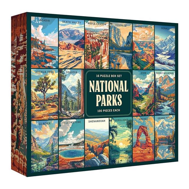 RoseArt - National Parks Box Set Jigsaw Puzzle - 16 Puzzles Each 100 Pieces - 1600 Pieces Total