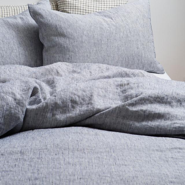 Linen Duvet Cover: White Seersucker
