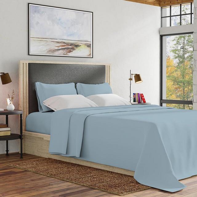 Purity Home Aqua Organic 100% Cotton Sheets for Queen Size Bed, Ultra-Soft 300 Thread Count 4-Piece Bed Sheets Queen Size, Percale Weave, Crisp Cool & Breathable Aqua Bed Sheets with 16" Deep Pocket