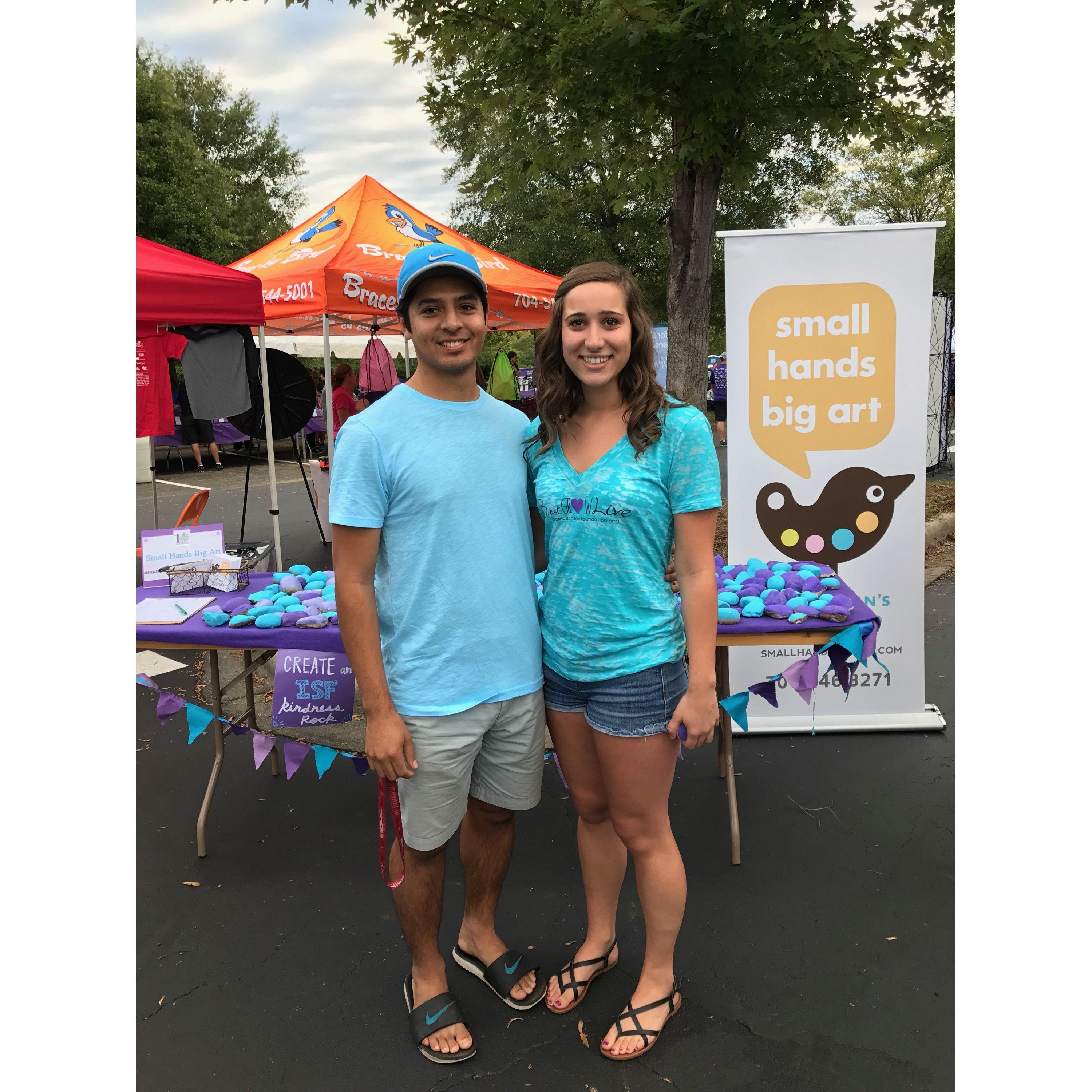 September 30, 2017 - Same day as the 5k, Aubrey and Ozzie went to help out their friends at Small Hands Big Art with a craft station at another 5k!