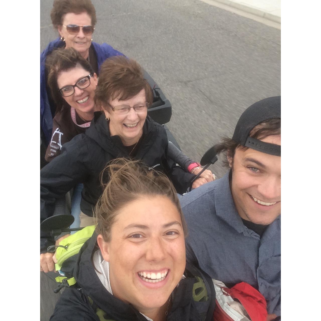 Grandma Mitzi taking us up the hill at Folk Fest