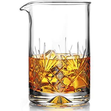 Crystal Cocktail Mixing Glass - Thick Weighted Bottom - 18oz - 550ml - Premium Seamless Design - Professional Quality - Great Gift Idea