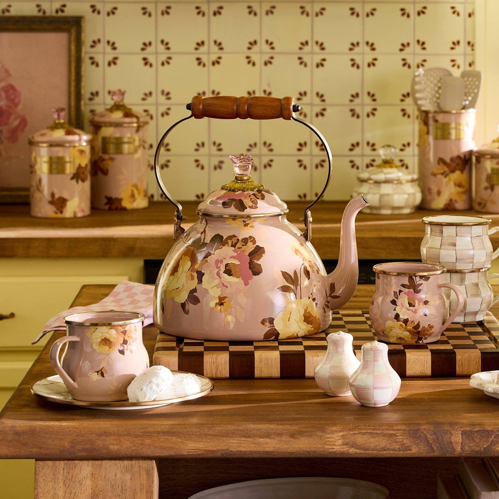 MacKenzie-Childs, Wild Rose Mauve Tea Kettle | Zola