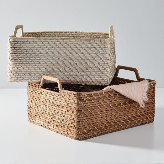 Modern Weave Basket Collection - Whitewash Harvest Bin