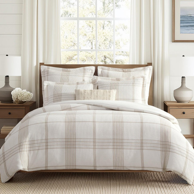 Waffle Plaid Taupe King Comforter Set - Levtex Home