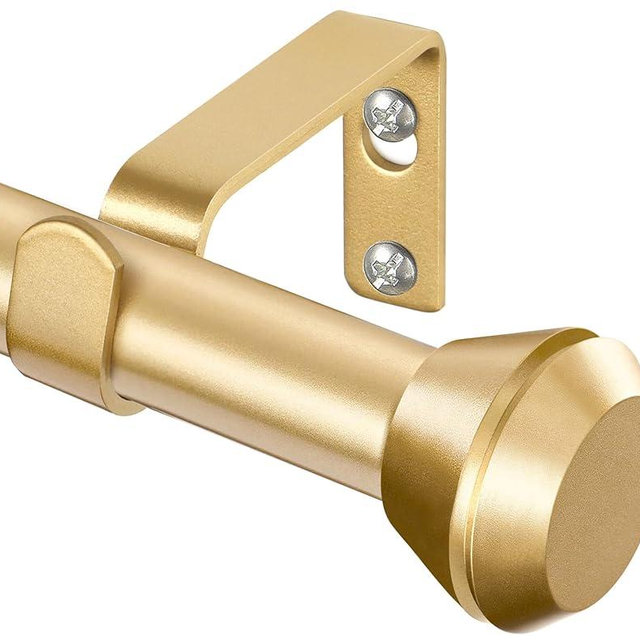 Gold Curtain Rod 32 to 58 Inch, HOTOZON 3/4 Inch Heavy Duty Curtain Rods for Windows, Decorative Single Drapery Rod with Diamond Finials