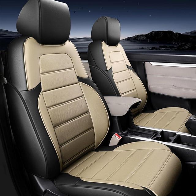 AOMSAZTO Seat Covers Custom Fit for Honda CRV 2017 2018 2019 2020 2021 2022 CR-V Faux Leather Car Seat Cover Full Set Front & Rear Car Seat Protector(Black&Beige,5 Seats)