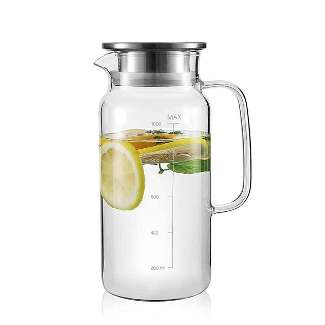 Seal Glass Pitcher With Lid - Great for Homemade Juice & Cold Tea or for Glass Milk Bottles (Large)