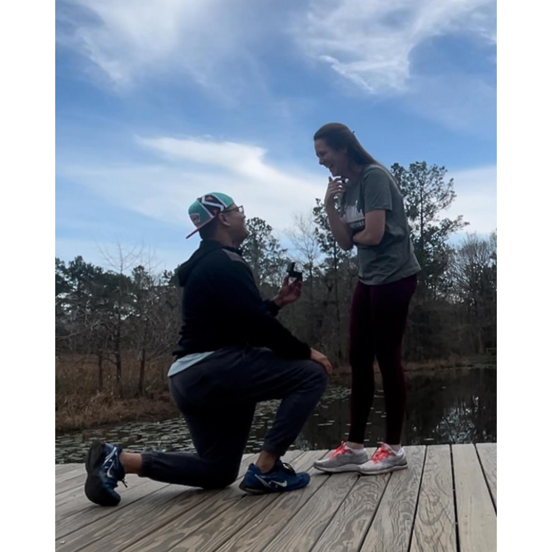 Josh proposes to Taylor at Houston Arboretum & Nature Center