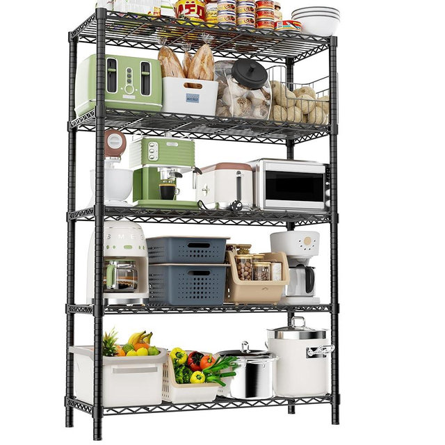 Storage Shelves Heavy Duty, 36" L x 14" W x 72" H Garage Wire Shelving Unit Loads 1750LBS, 5-Tier Adjustable Metal Industrial Utility Shelf Rack for Kitchen, Laundry Room, Pantry, Warehouse, Basement