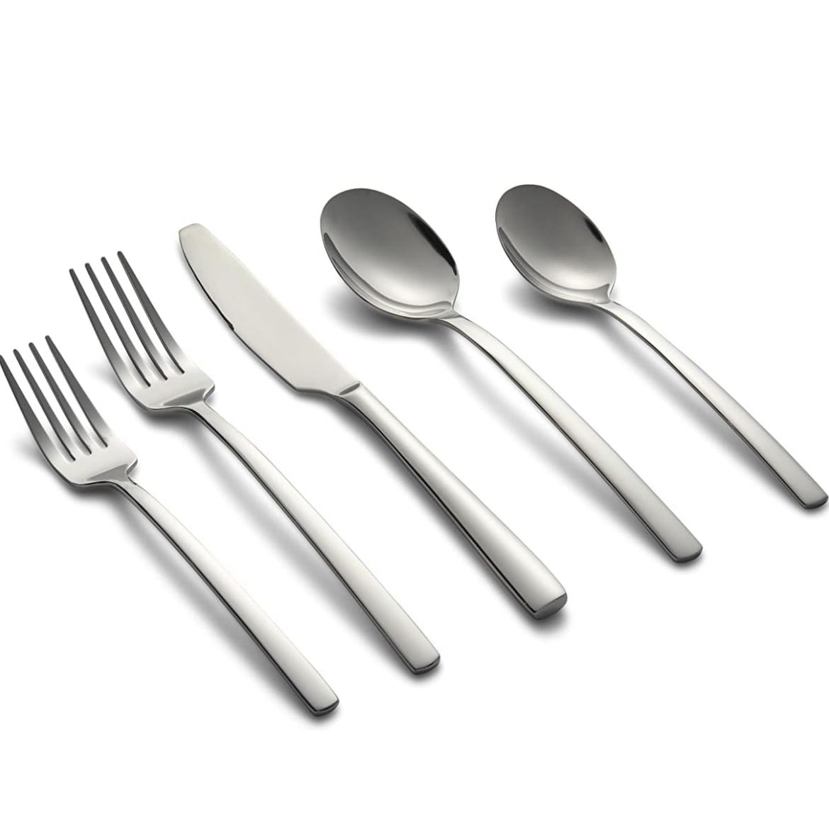 Cambridge Silversmiths Beacon Mirror 20 Piece Flatware Set, Service for Four, silver