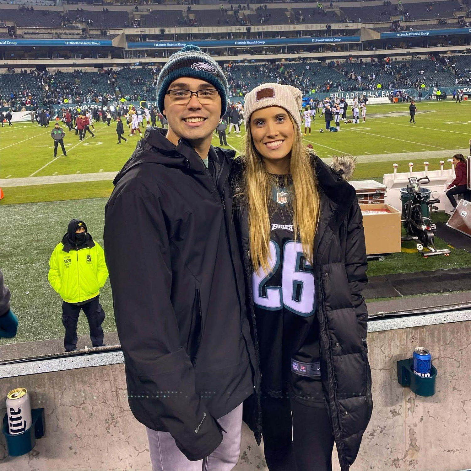December 21, 2021: One of our first pictures together at the Eagles vs Commanders game