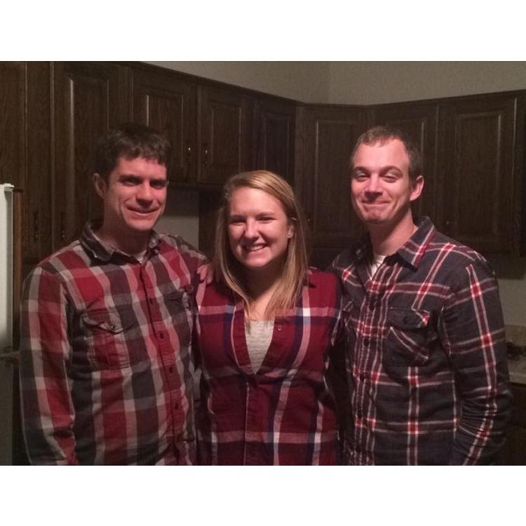 Accidental plaid triplets.  Matt and I are clearly excited about this.