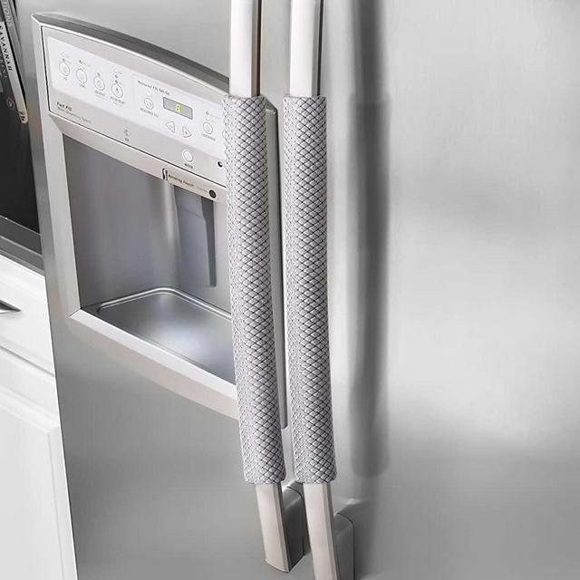 OUGAR8 Refrigerator Door Handle Covers Handmade Decor Protector for Ovens, Dishwashers.Keep Your Kitchen Appliance Clean from Smudges,Food Stains(Rhombus Gray,12" L4 W)
