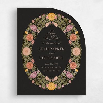 Black Half arch Wedding Save the Date - Isolde Portrait Foil