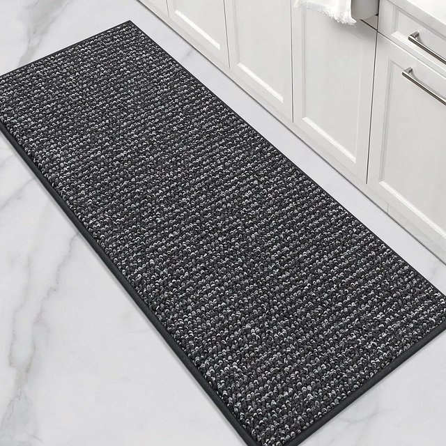 BEQHAUSE Kitchen Runner Rugs 24"x60", Non-Slip Kitchen Mats for Floor, Super Absorbent and Stain Resistant Kitchen Rug, Machine Washable Rugs for Kitchen, Hallway, Laundry & Sink, Charcoal