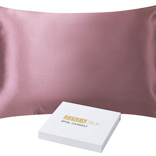 ZIMASILK 25 Momme 100% Mulberry Silk Pillowcase for Hair and Skin,Both Sides Natural Silk,Hidden Zipper Closure,1 Pc Gift Box (Gray Purple, Queen 20''x30'')